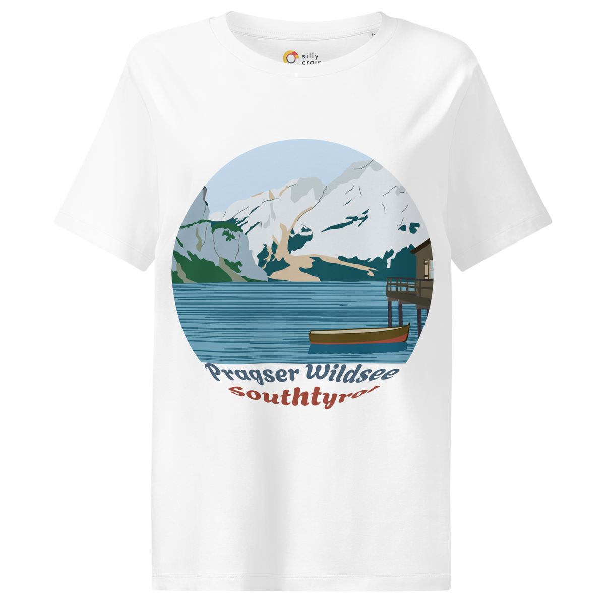 Lago di Braies women's t-shirt in White – front print design