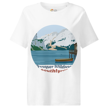 Lago di Braies women's t-shirt in White – front print design