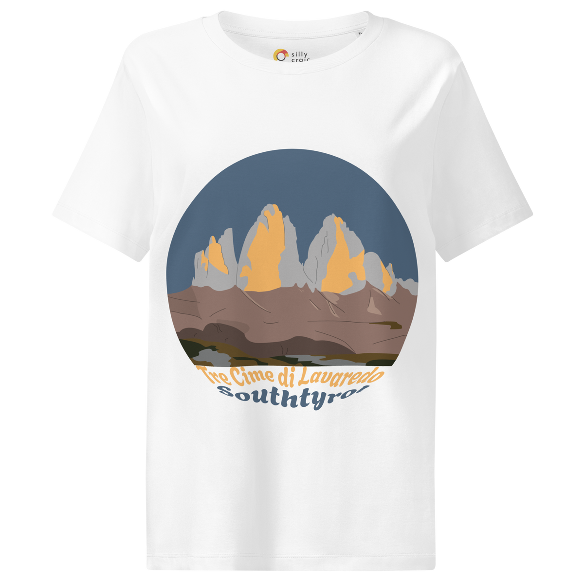 Tre Cime di Lavaredo women's t-shirt in White – front print design