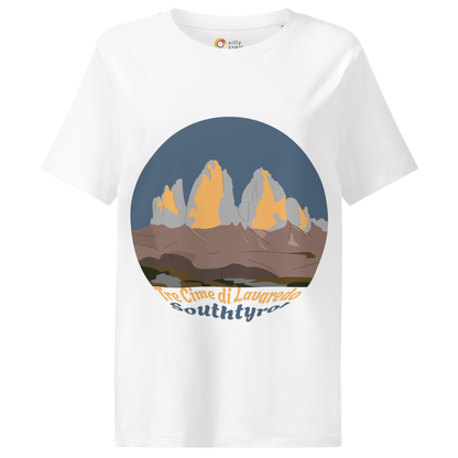 Tre Cime di Lavaredo women's t-shirt in White – front print design